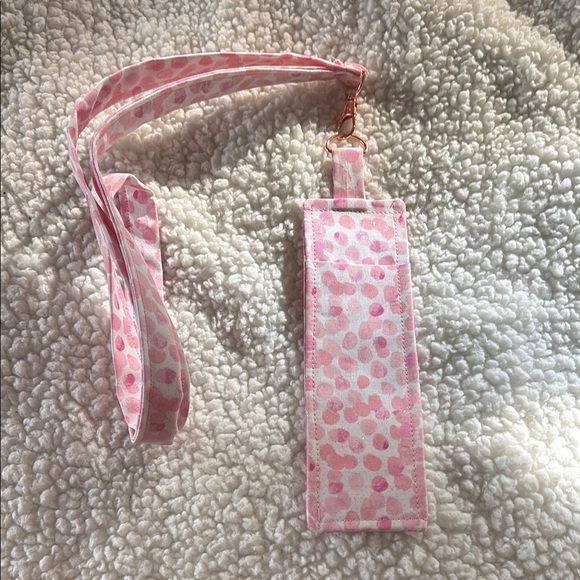 Great teacher gifts ! Hand crafted Pink and White Heart Lanyard/Pen holder - Picture 1 of 4